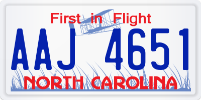 NC license plate AAJ4651