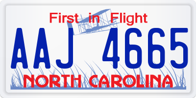 NC license plate AAJ4665
