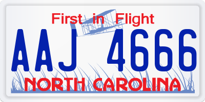 NC license plate AAJ4666