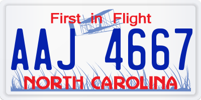 NC license plate AAJ4667