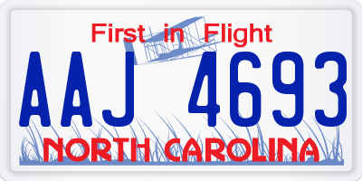 NC license plate AAJ4693
