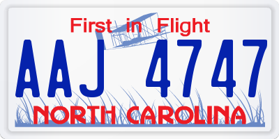 NC license plate AAJ4747