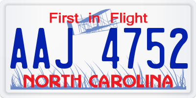 NC license plate AAJ4752