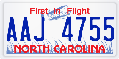 NC license plate AAJ4755