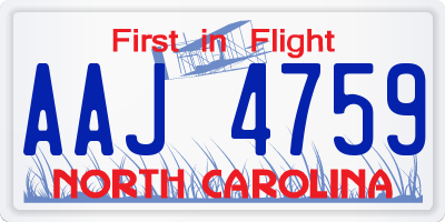NC license plate AAJ4759
