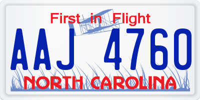 NC license plate AAJ4760