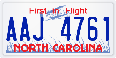 NC license plate AAJ4761