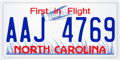 NC license plate AAJ4769