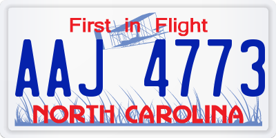 NC license plate AAJ4773