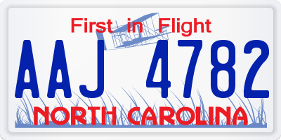 NC license plate AAJ4782