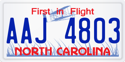 NC license plate AAJ4803