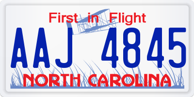 NC license plate AAJ4845