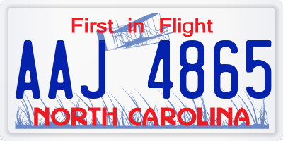 NC license plate AAJ4865