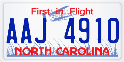 NC license plate AAJ4910