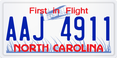 NC license plate AAJ4911