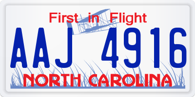 NC license plate AAJ4916