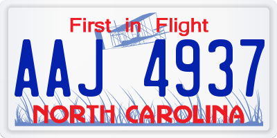 NC license plate AAJ4937