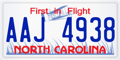 NC license plate AAJ4938