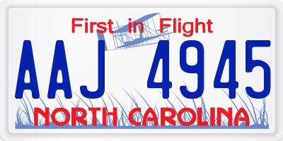 NC license plate AAJ4945