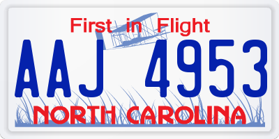 NC license plate AAJ4953