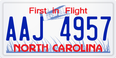 NC license plate AAJ4957
