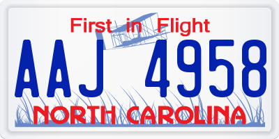 NC license plate AAJ4958