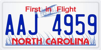 NC license plate AAJ4959