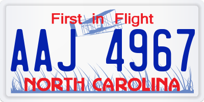 NC license plate AAJ4967