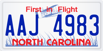 NC license plate AAJ4983