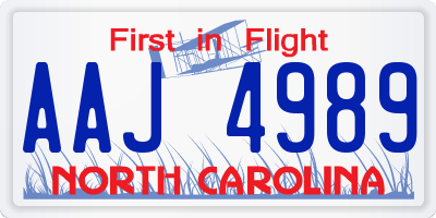 NC license plate AAJ4989