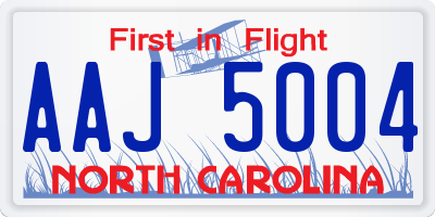 NC license plate AAJ5004