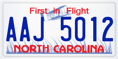 NC license plate AAJ5012