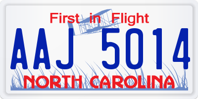 NC license plate AAJ5014