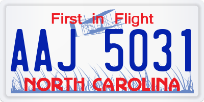 NC license plate AAJ5031