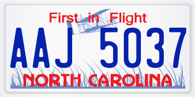 NC license plate AAJ5037