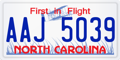 NC license plate AAJ5039