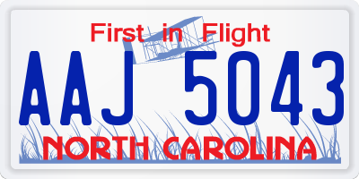 NC license plate AAJ5043
