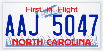 NC license plate AAJ5047