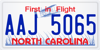 NC license plate AAJ5065