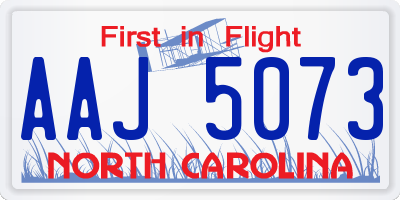 NC license plate AAJ5073
