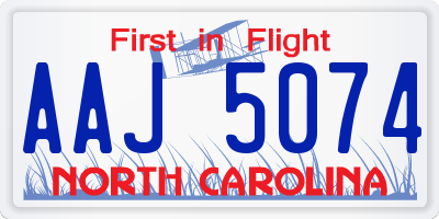 NC license plate AAJ5074