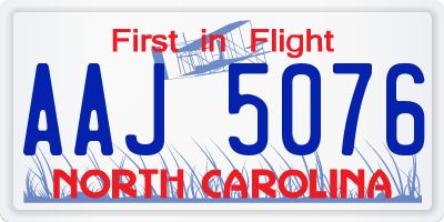NC license plate AAJ5076