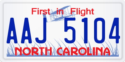 NC license plate AAJ5104