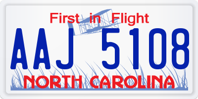 NC license plate AAJ5108