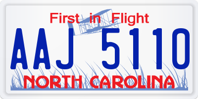 NC license plate AAJ5110