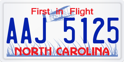 NC license plate AAJ5125