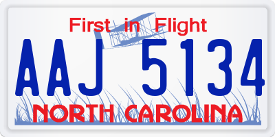 NC license plate AAJ5134