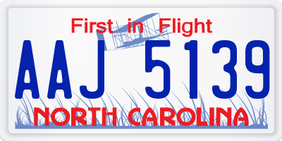 NC license plate AAJ5139