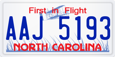 NC license plate AAJ5193