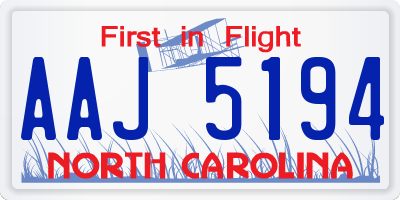 NC license plate AAJ5194